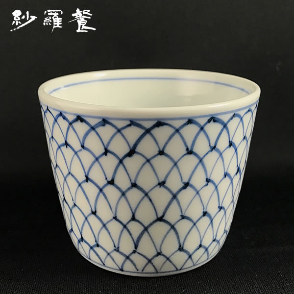 染付網目文 蕎麦の材料・食器 蕎麦工房 紗羅餐